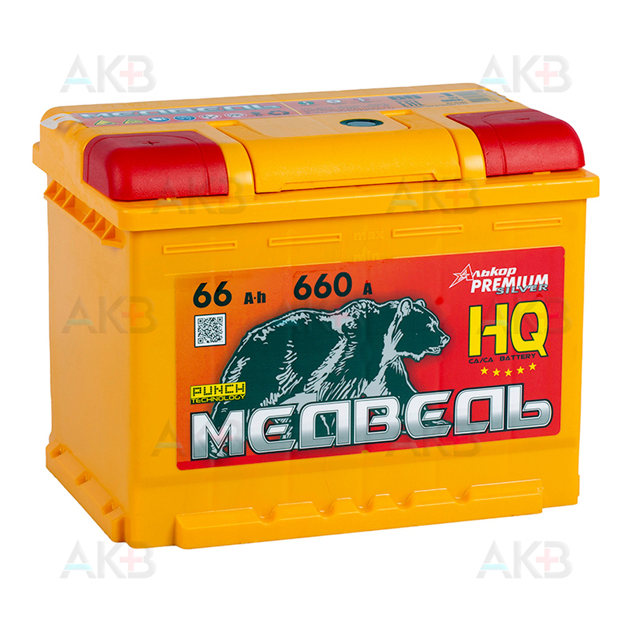 Автомобильный аккумулятор Медведь 66 Ач 660A п.п. (242x175x190) ca/ca silver