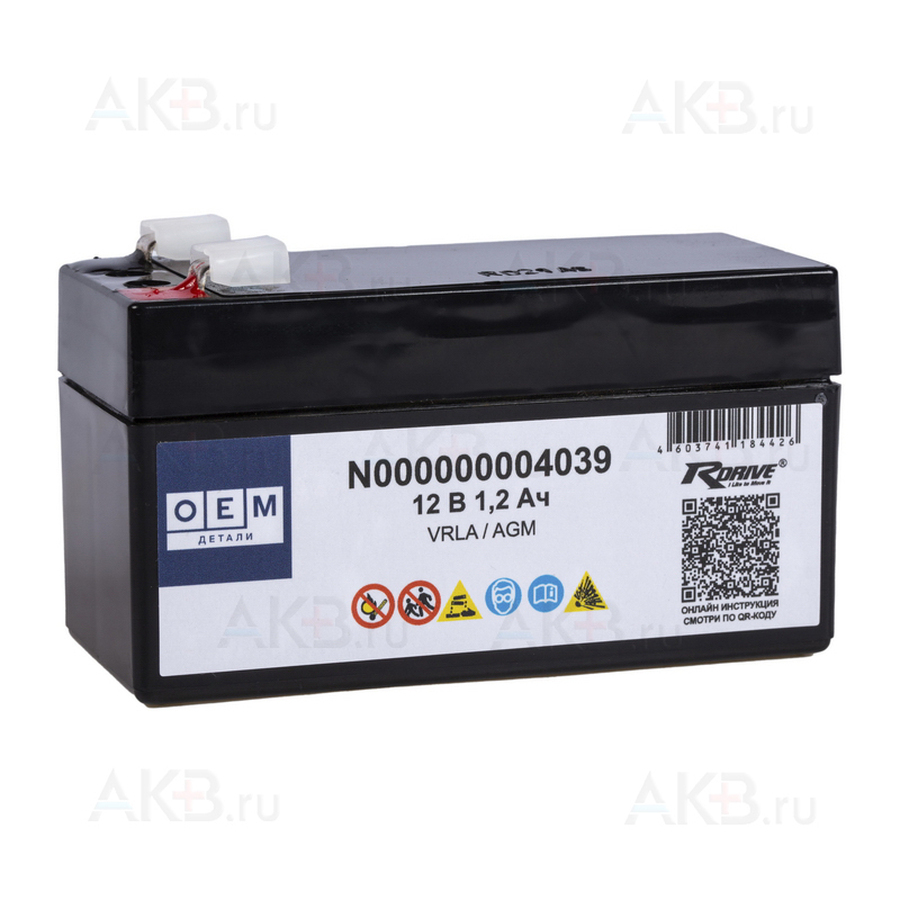 Аккумуляторная батарея RDrive OEM ДЕТАЛИ N000000004039 (MERCEDES), 12V 1.2Ah (97x43x52)