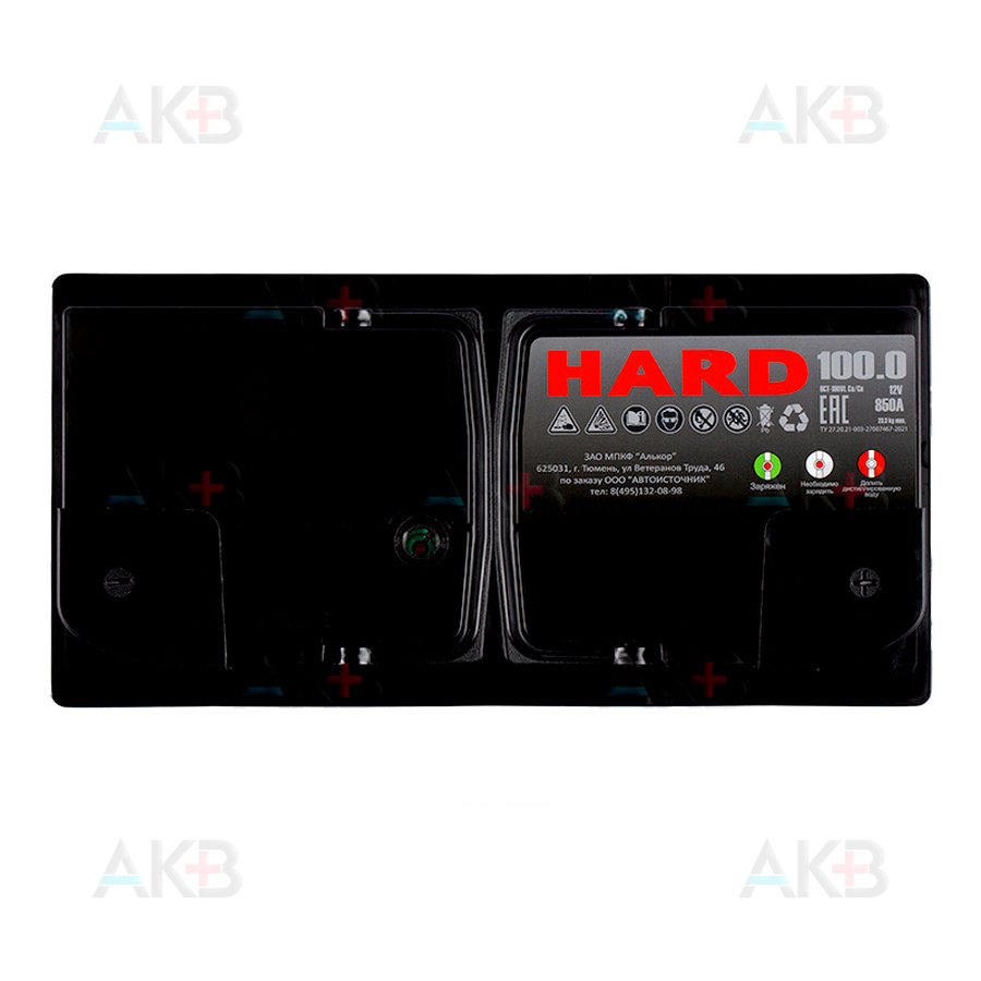 Автомобильный аккумулятор HARD 100 Ач 850A о.п. (353x175x190) ca/ca silver