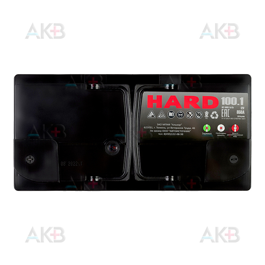 Автомобильный аккумулятор HARD 100 Ач 850A п.п. (353x175x190) ca/ca silver