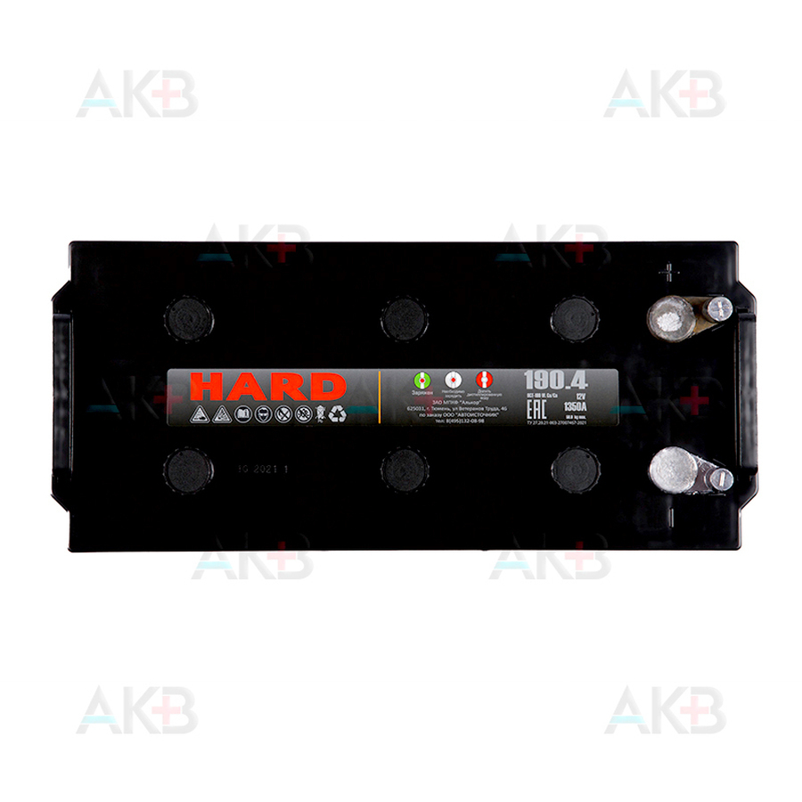 Автомобильный аккумулятор HARD 190 Ач 1350A п.п. конус (518х228х238) calcium plus
