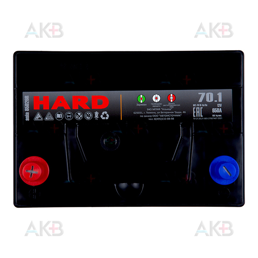 Автомобильный аккумулятор HARD Asia 85D26R 70 Ач 650A п.п. (260x173x225) ca/ca Silver