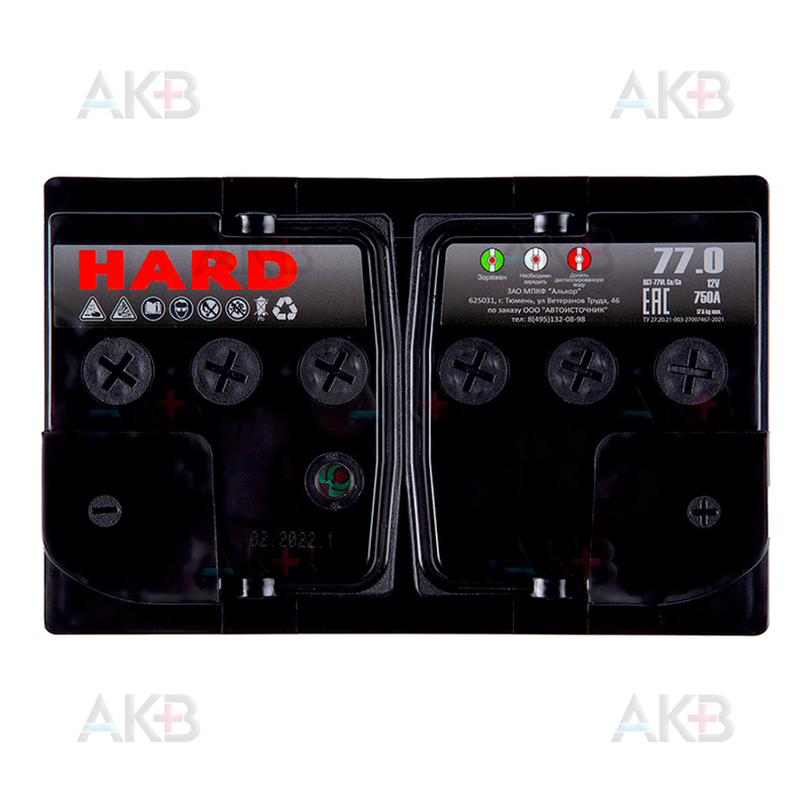 Автомобильный аккумулятор HARD 77 Ач 750A о.п. (278x175x190) ca/ca silver