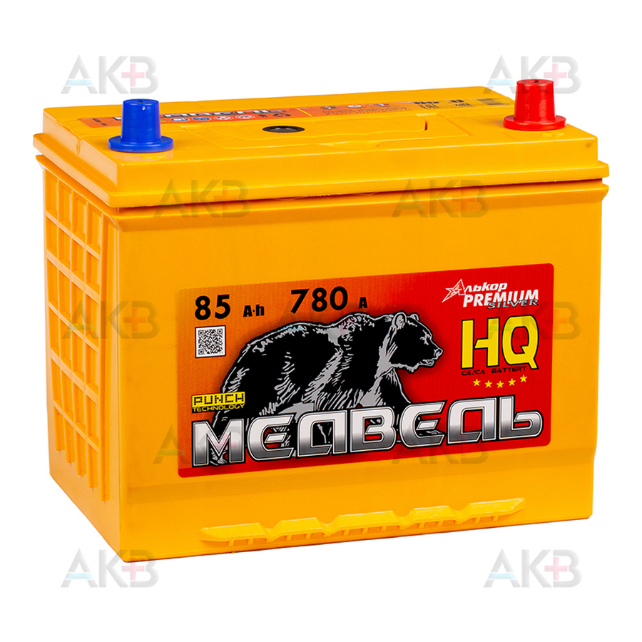 Автомобильный аккумулятор Медведь 110D26L 85 Ач 780A о.п. (260x173x225) ca/ca Silver Asia