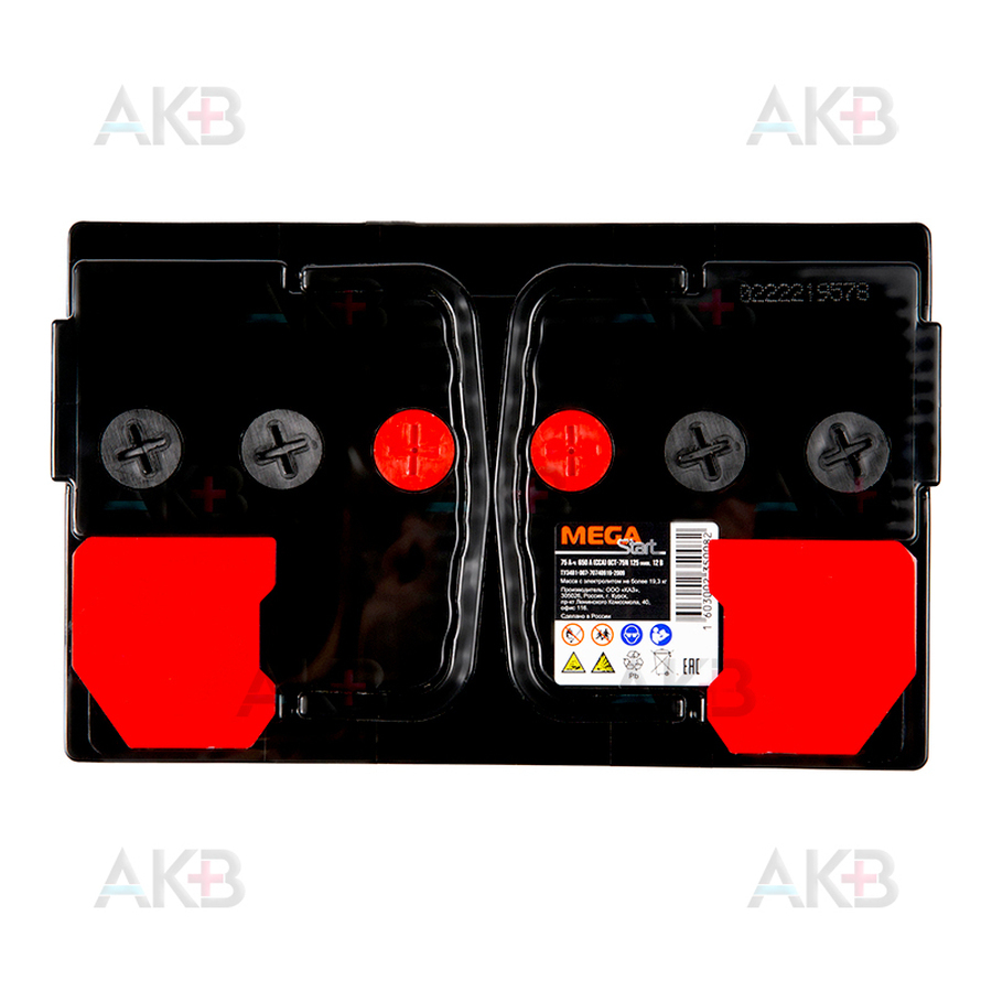 Автомобильный аккумулятор MEGA START 75 Ач 650A п.п. (278х175х190) 6СТ-75 N