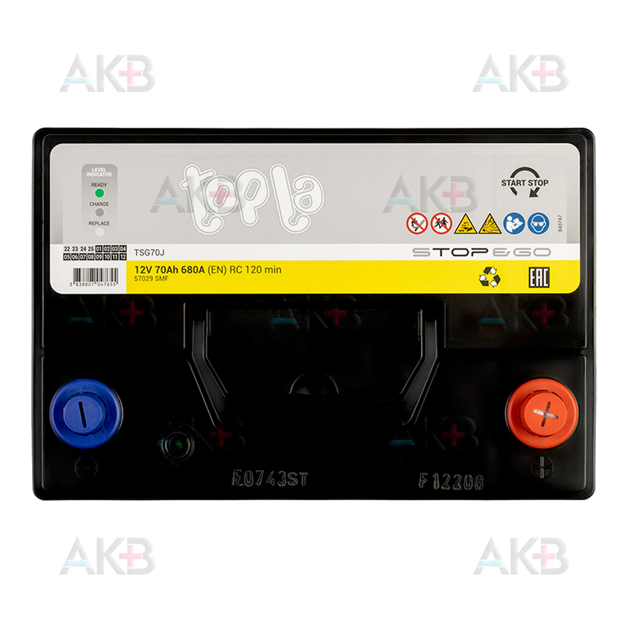 Автомобильный аккумулятор Topla EFB Stop-n-Go 70 Ач 680A (259x175x221) 112270 57029