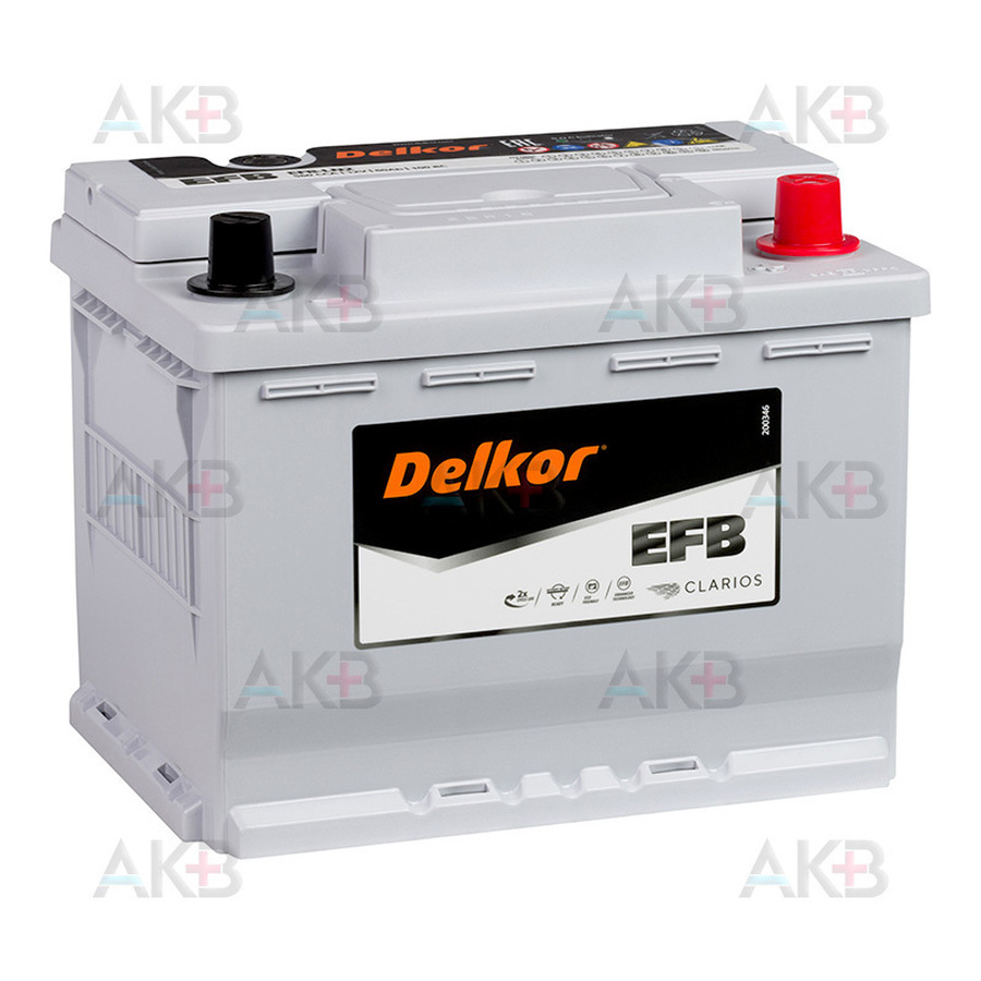 Автомобильный аккумулятор Delkor EFB 60 Ач 560A обр. пол. (242x175x190) LN2