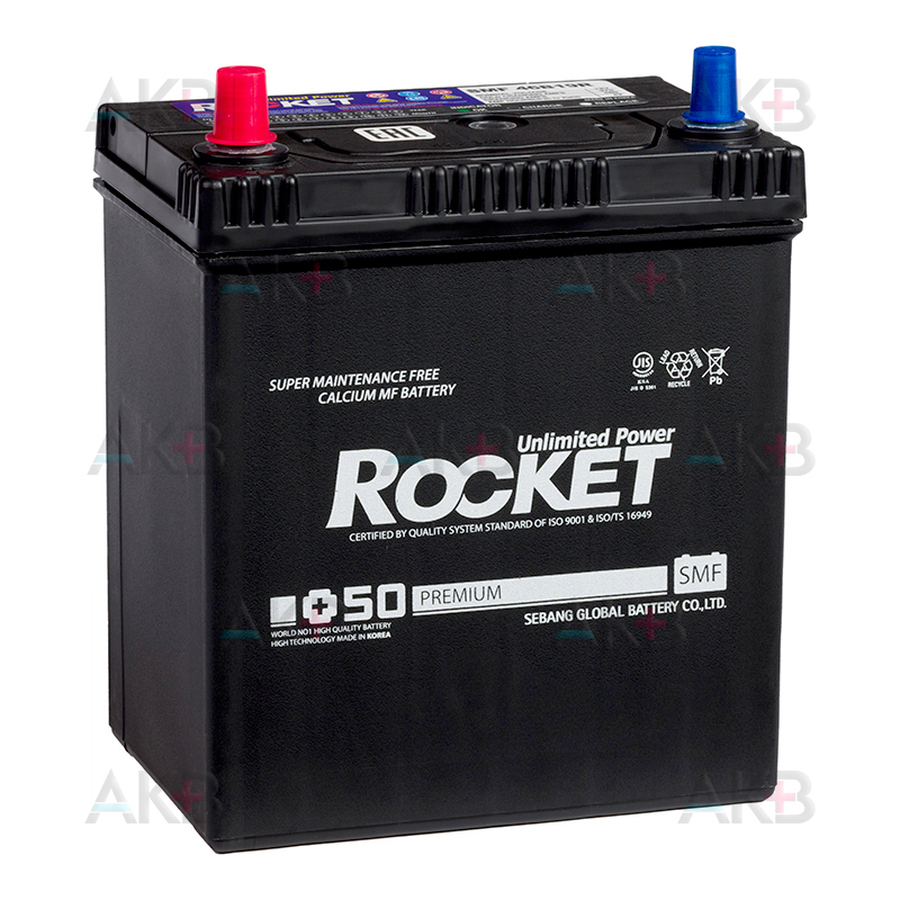 Автомобильный аккумулятор Rocket 46B19R 42Ah 370A (187x127x225) прям. пол.