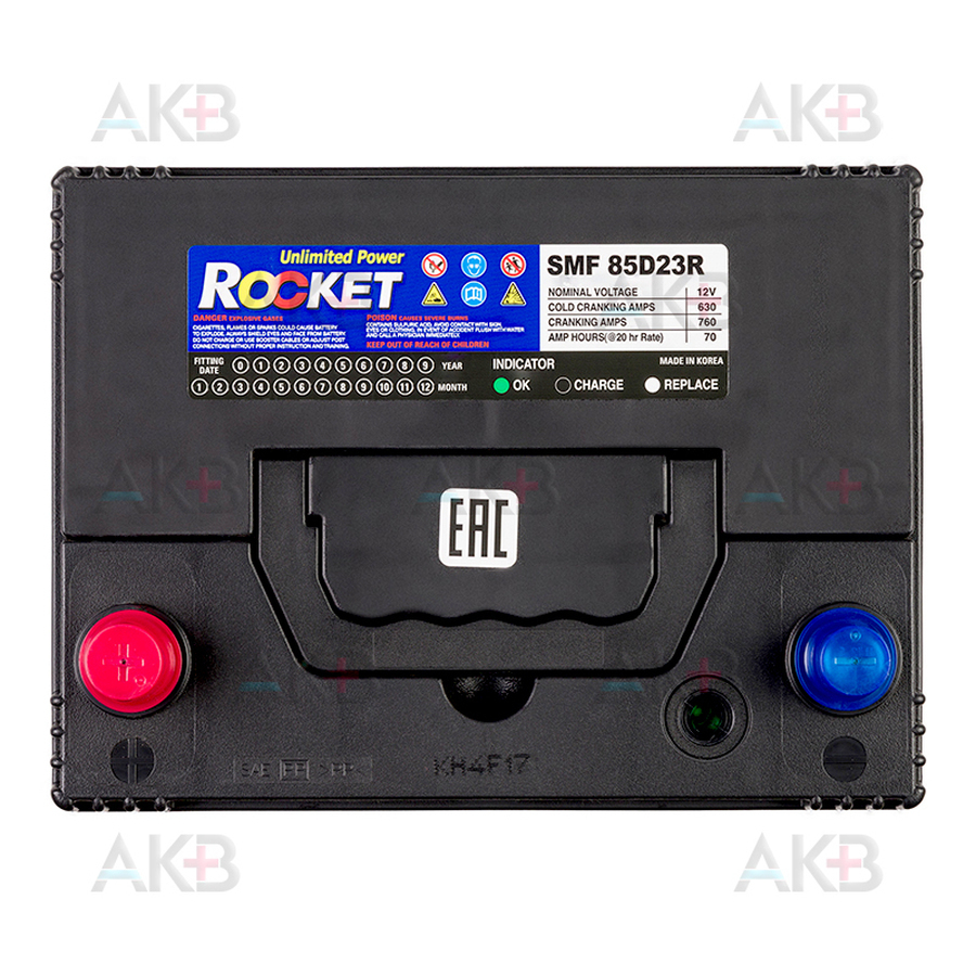 Автомобильный аккумулятор Rocket 65B24R 50Ah 480A (238x129x225) прям. пол.