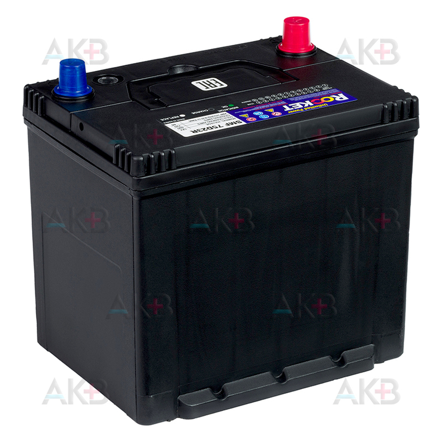 Автомобильный аккумулятор Rocket 75D23R 65Ah 590A (232x175x225) прям. пол.