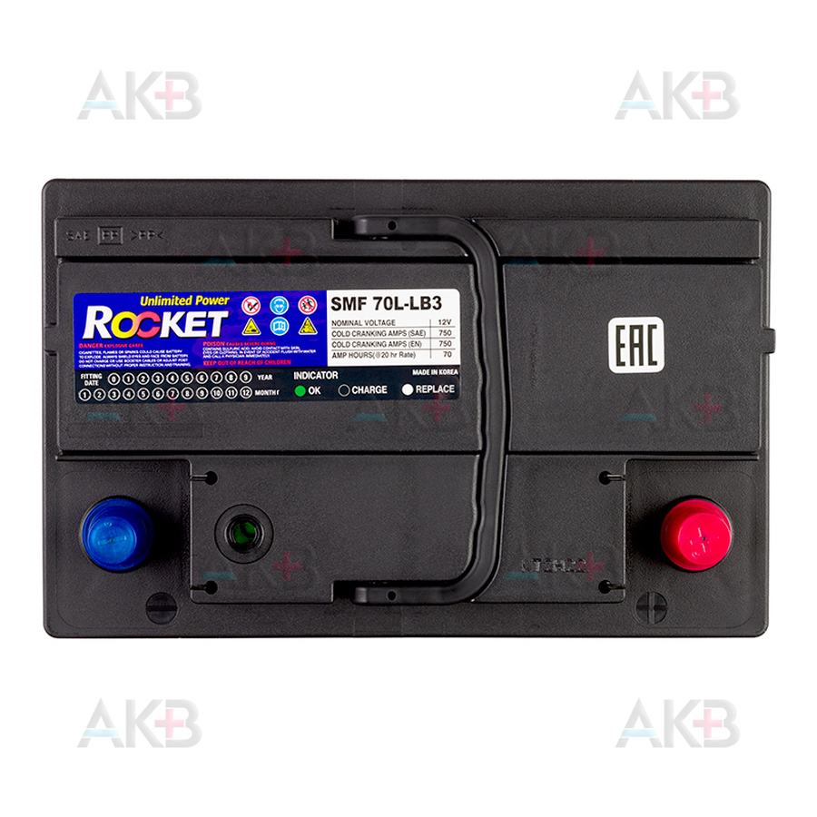 Автомобильный аккумулятор Rocket 75Ah 660A обр. пол. (277x175x175) SMF 75L-LB3