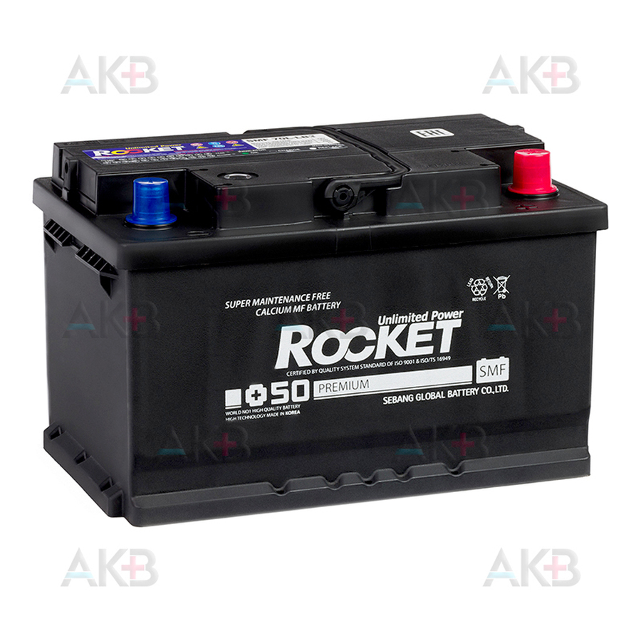 Автомобильный аккумулятор Rocket 70Ah 750A обр. пол. (277x175x175) SMF 70L-LB3