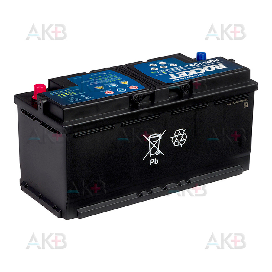 Автомобильный аккумулятор Rocket AGM L6 105Ah 950A обр пол. (393х175х190)