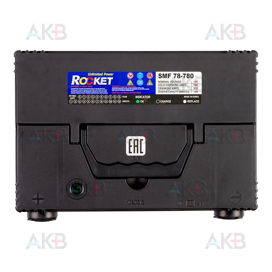 Автомобильный аккумулятор Rocket 78-780 74Ah 780А (260x179x185) боковые клеммы
