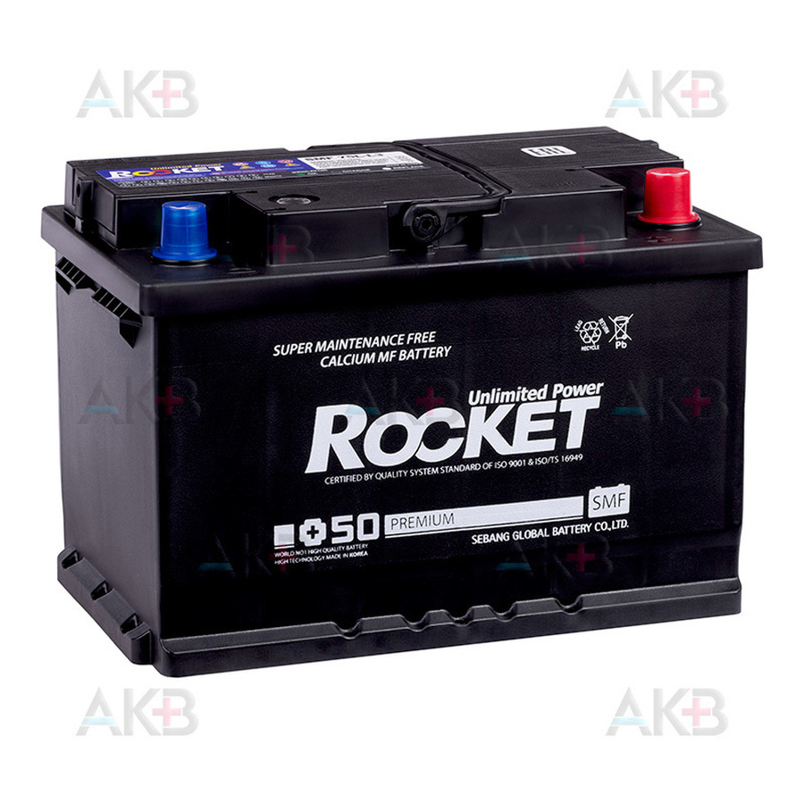 Автомобильный аккумулятор Rocket 75Ah 670A обр. пол. (277x175x190) SMF 75L-L3
