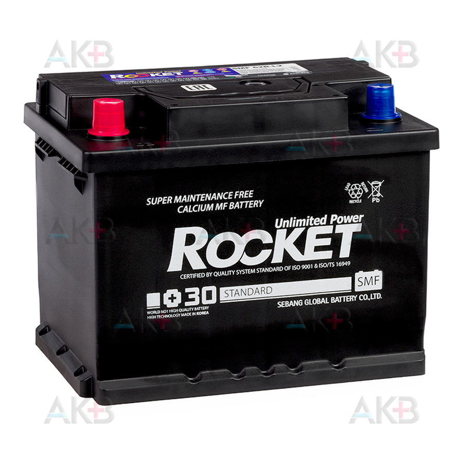 Автомобильный аккумулятор Rocket 62Ah 520A прям. пол. (242x175x190) SMF 62R-L2