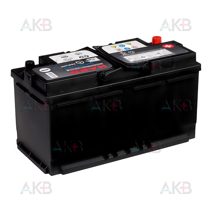 Автомобильный аккумулятор HARD AGM90L 90Ah 850A (353x175x190)  ПРЯМАЯ полярность
