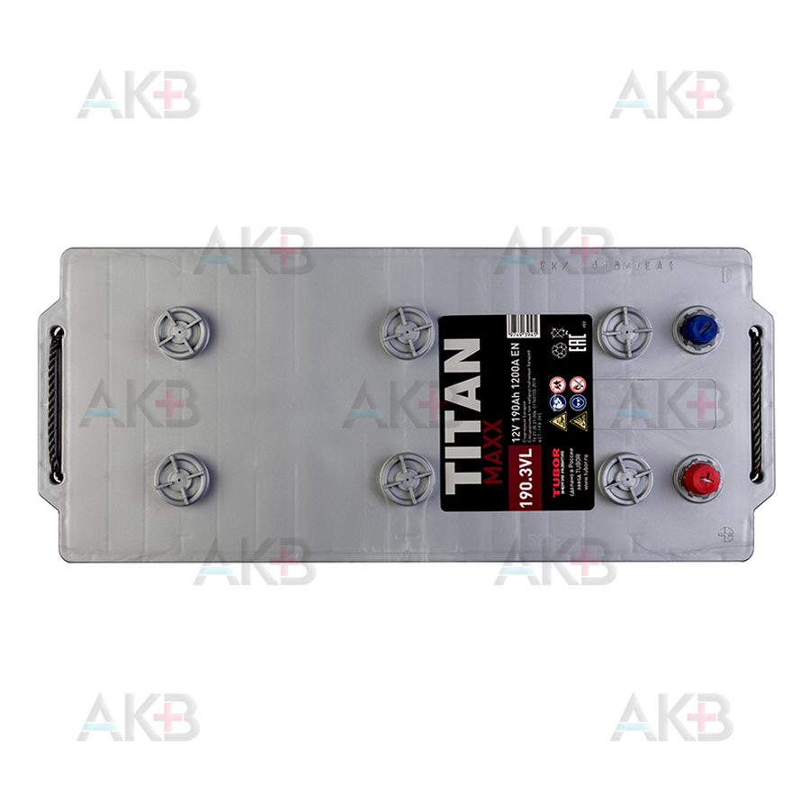 Автомобильный аккумулятор Titan Maxx 190 Ач 1200А обр. пол. (513x2223x218) 6СТ-190.3VL