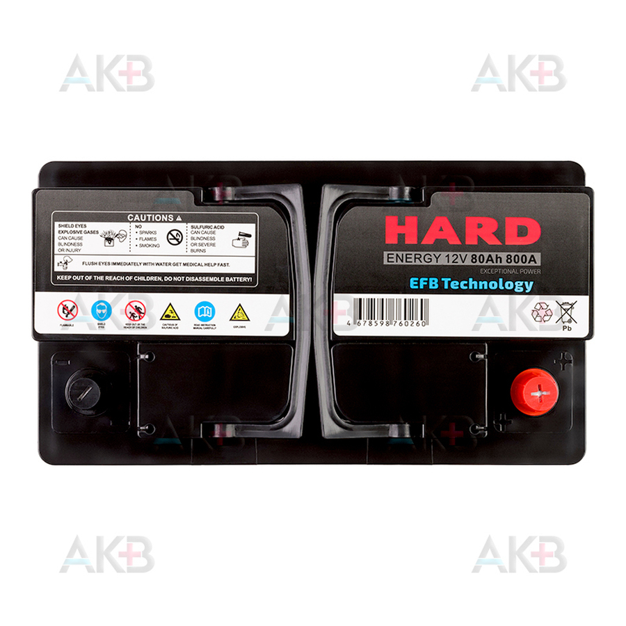 Автомобильный аккумулятор HARD EFB 80 Ah 800A (315x175x190) Start Stop L4