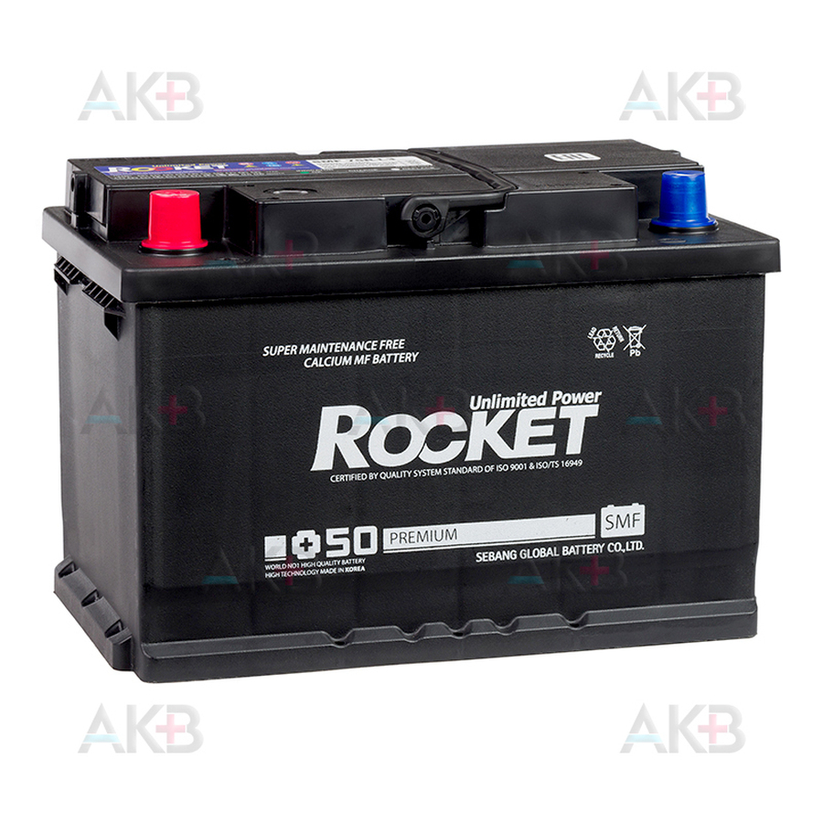 Автомобильный аккумулятор Rocket 75Ah 630A прям. пол. (277x175x190) SMF 75R-L3