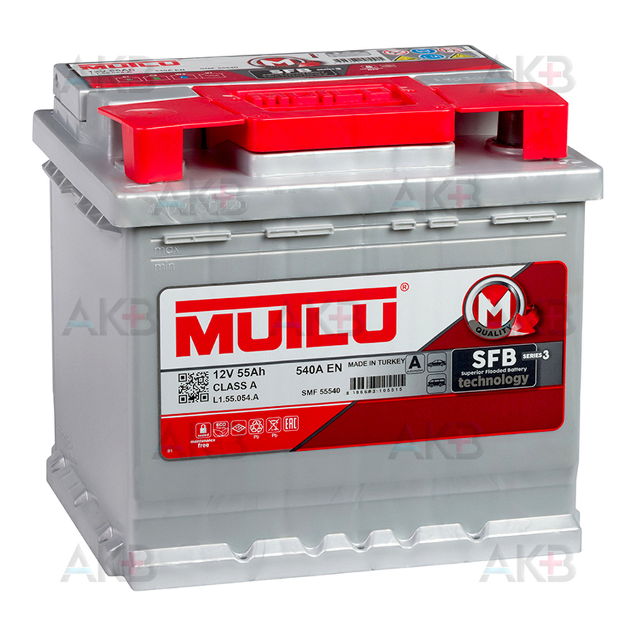 Автомобильный аккумулятор Mutlu SFB 3 55540 55 Ач 540A обр. пол. (207x175x190) L1.55.054.A