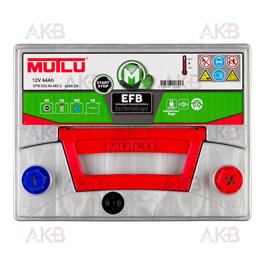 Автомобильный аккумулятор Mutlu EFB 64Ач 620А обр. пол. (232x173x225) D23.64.062.C