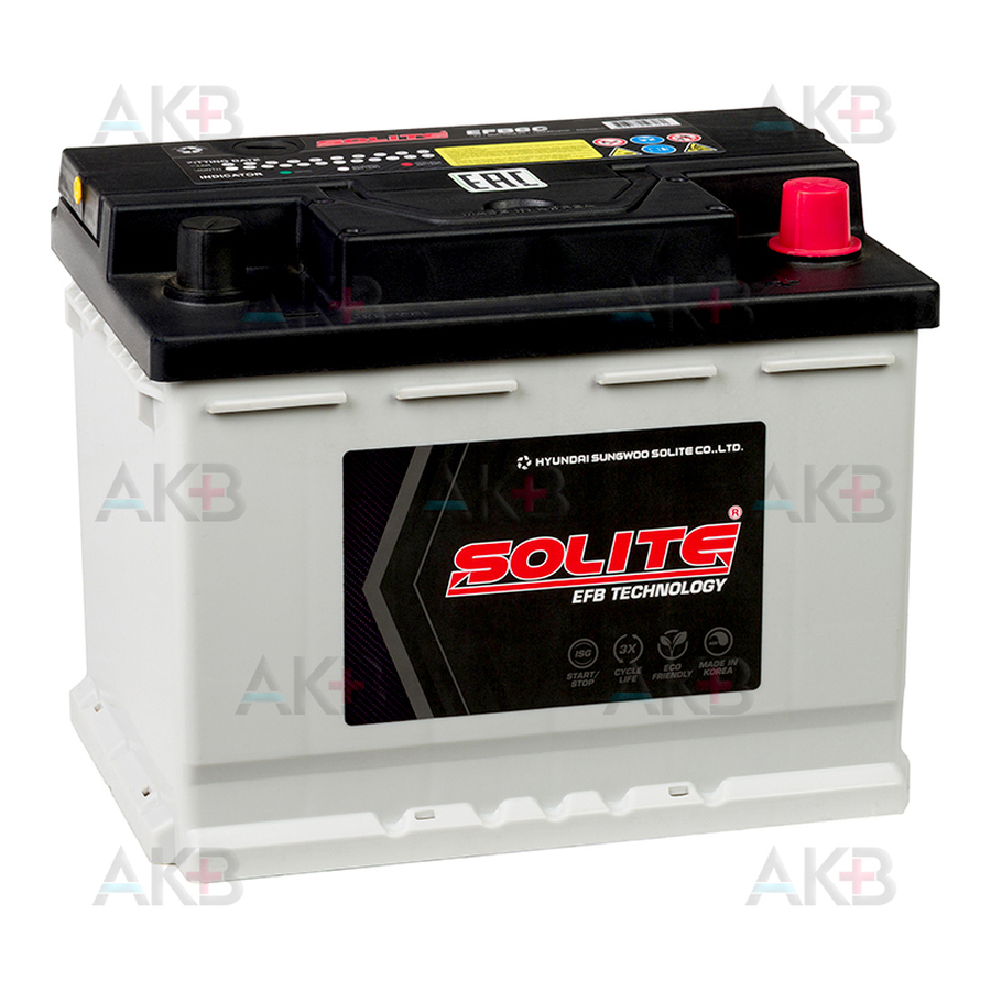 Автомобильный аккумулятор Solite EFB 60Ah 560A (242х175х190) о/п