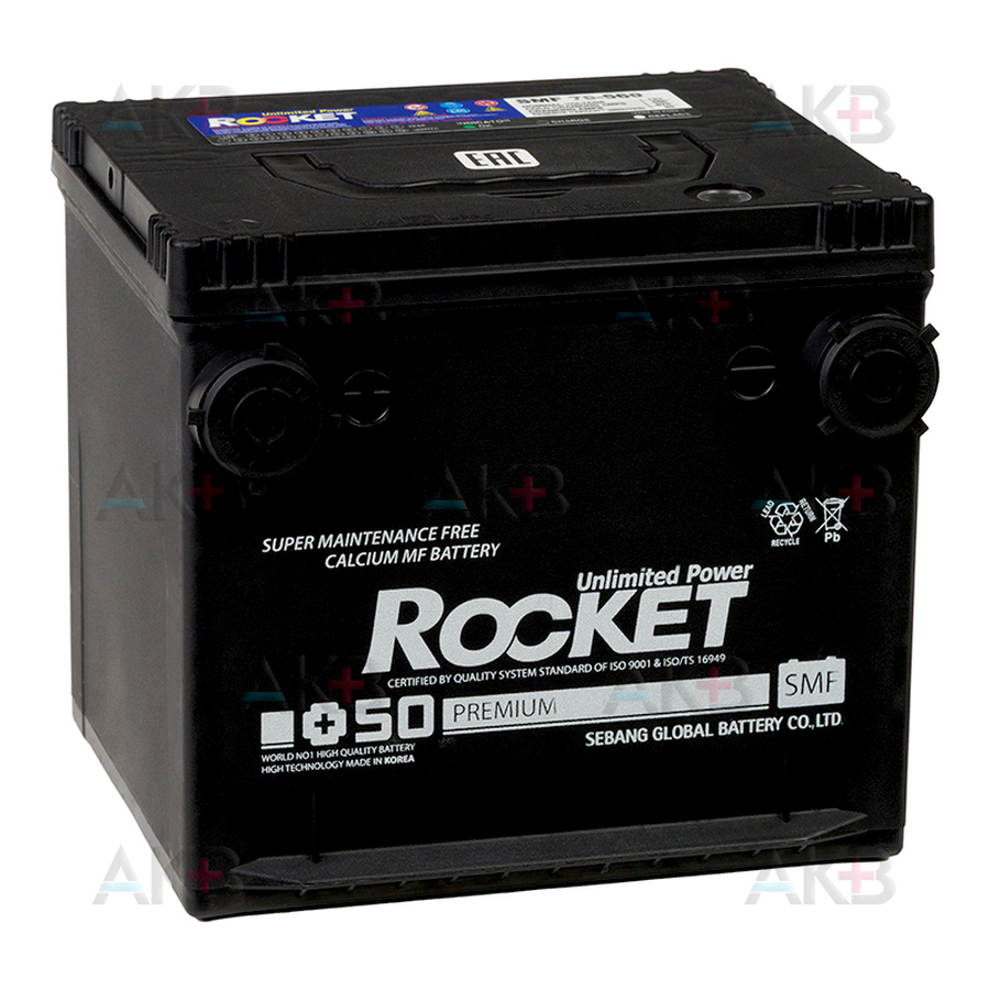 Автомобильный аккумулятор Аккумулятор Rocket SMF 70-560 55 Ач 560А (202x175x205) боковые клеммы