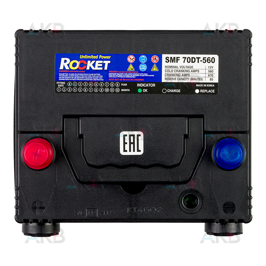 Автомобильный аккумулятор Аккумулятор Rocket SMF 70DT-560 55 Ач 560А (202x175x205) 4 клеммы