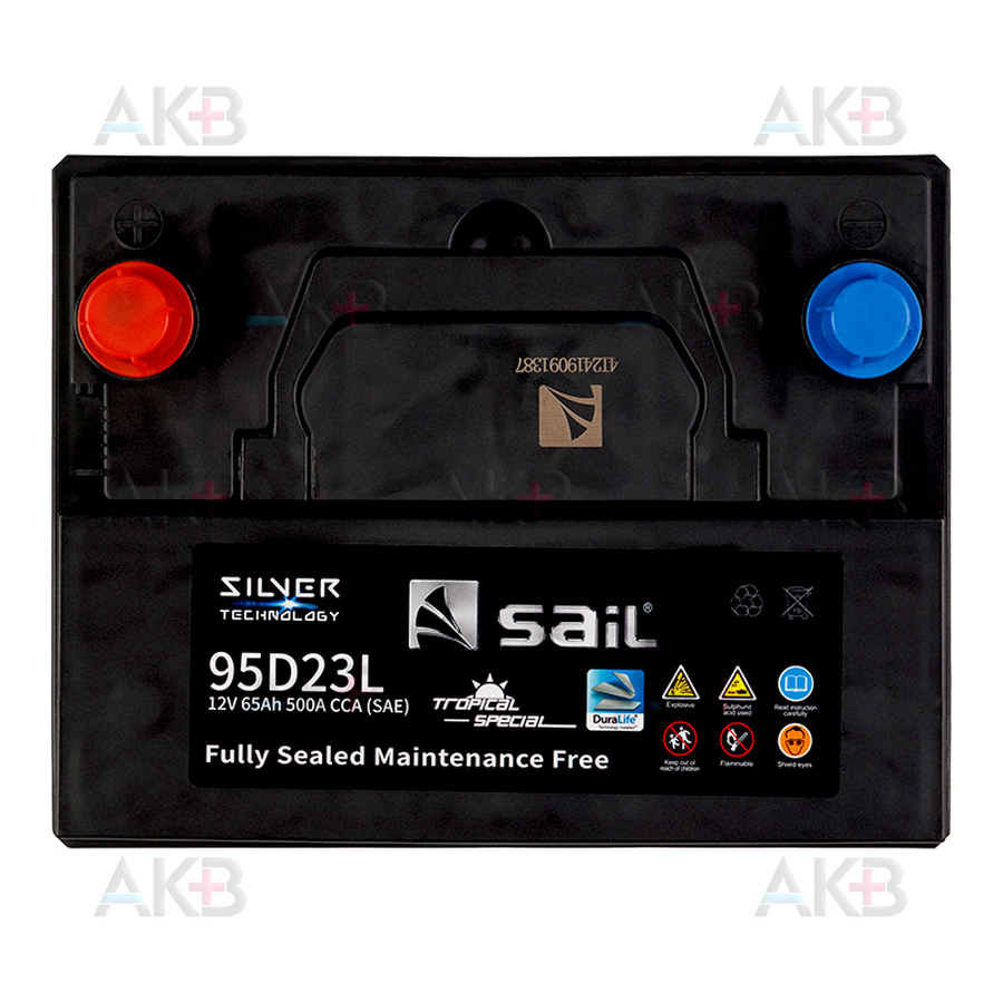 Автомобильный аккумулятор SAIL 95D23L 65 Ач 500A обр. пол. (227x173x225)