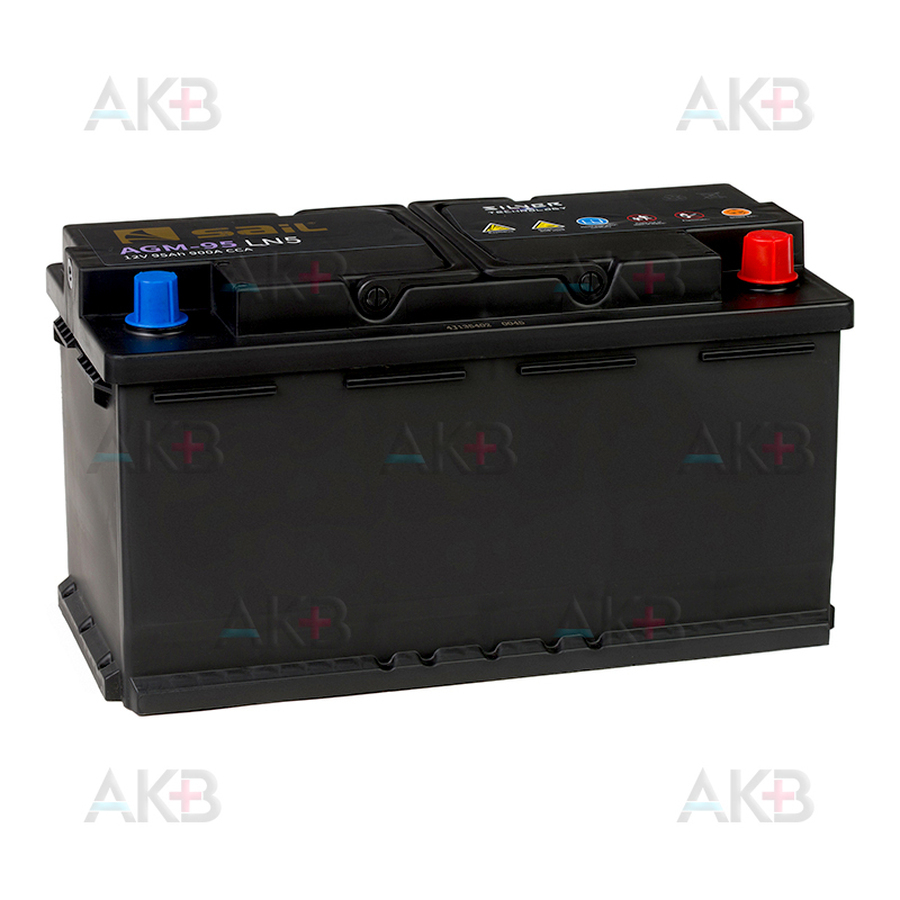 Автомобильный аккумулятор SAIL AGM 95 Ач 900A обр. пол. (353x175x190) Start Stop