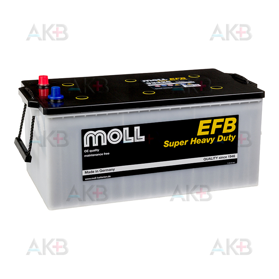 Автомобильный аккумулятор MOLL EFB Super Heavy Duty 225 Ач 1150A обр. (518x276x242) 93225