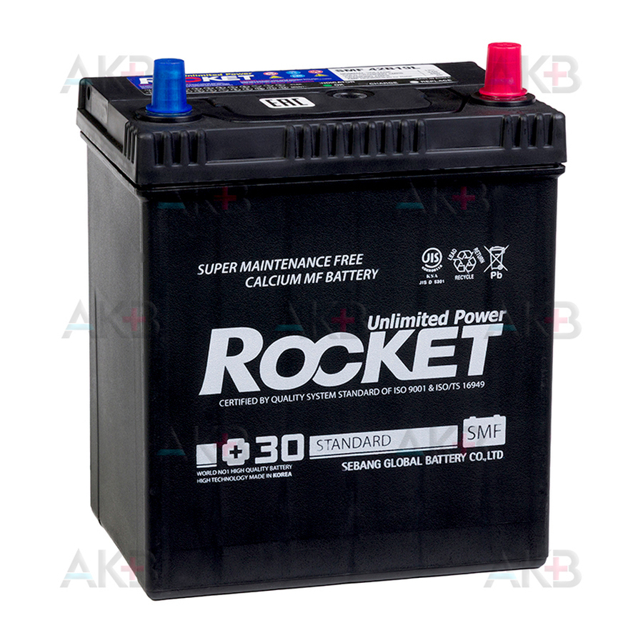 Автомобильный аккумулятор Rocket 42B19L 40Ah 340A (187x127x225) обр. пол.