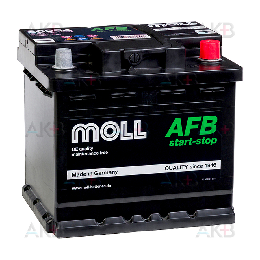 Автомобильный аккумулятор MOLL AFB Start Stop 54 Ач 540A обр. пол. (207x175x190) 86054