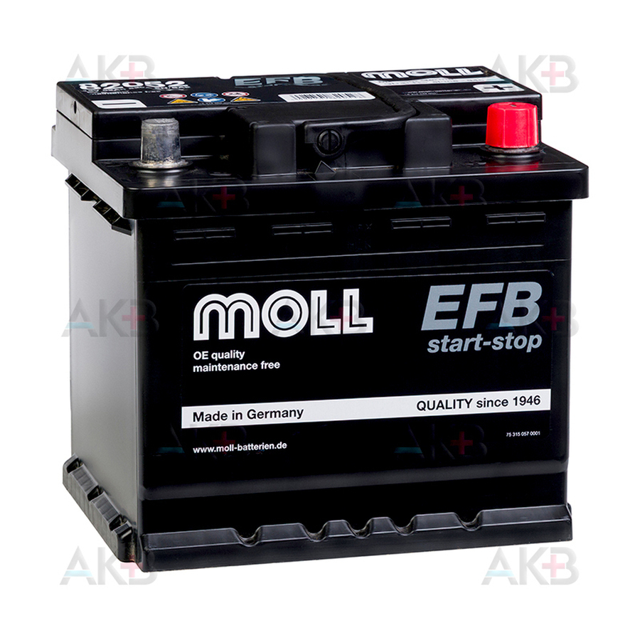 Автомобильный аккумулятор Moll EFB Start-Stop 52 Ач 520A обр. (207x175x190) 82052