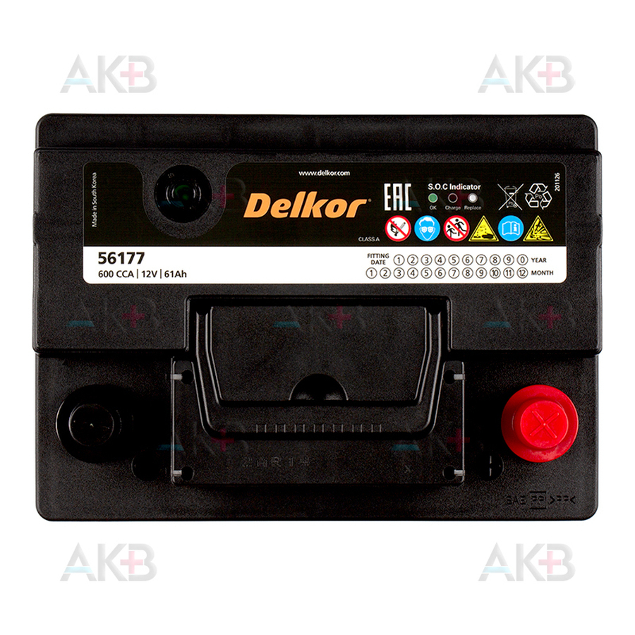 Автомобильный аккумулятор Delkor 56177 (61R 600A 242x175x175)