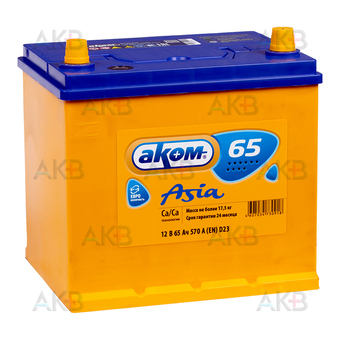 Аком Asia 65Е 12V 65Ач 570A обр. пол. (232x173x225) 65D23L
