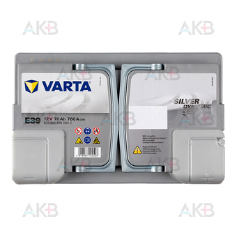 Автомобильный аккумулятор Varta Silver Dynamic AGM A7 (E39) 70R (Start-Stop) 760A 278x175x190. Фото 1