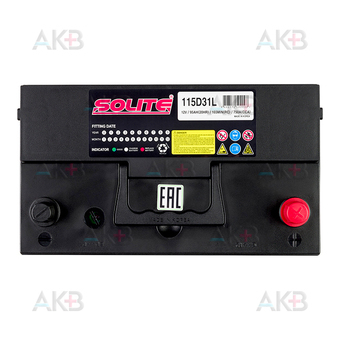 Автомобильный аккумулятор Solite 115D31L с бортиком (95R 750A 301x175x225). Фото 1