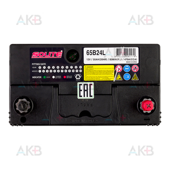 Автомобильный аккумулятор Solite 65B24L (50R 470A 236x128x220). Фото 1