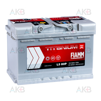 Fiamm Titanium Pro 80 Ач 730A обр. пол. (278x175x190) L3 80P