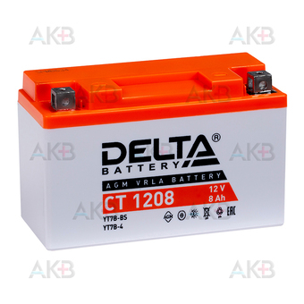 Delta CT 1208, 12V 8Ah, 130А (150x66x95) YT7B-BS, YT7B-4