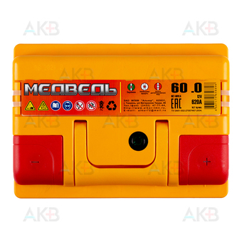 Автомобильный аккумулятор Медведь 60 Ач 620A о.п. (242x175x190) ca/ca silver. Фото 1