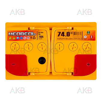 Автомобильный аккумулятор Медведь 74 Ач 740A о.п. низк. (278x175x175) ca/ca silver. Фото 1