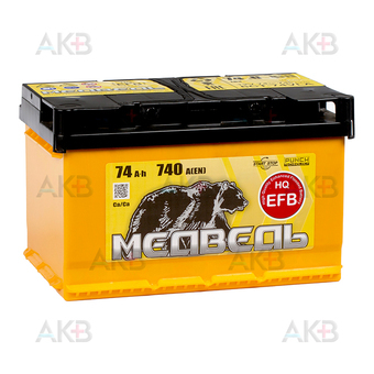 Медведь EFB 74 Ач 740A о.п. (278x175x175) низк.