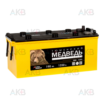 Тюменский медведь 190 Ач 1350A п.п. конус (518х228х238) Calcium Plus