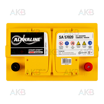 Автомобильный аккумулятор Alphaline AGM 70 L3 760A (278x175x190) AX 57020. Фото 1