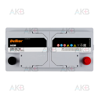 Автомобильный аккумулятор Delkor AGM 95 Ач 900A (353х175х190) LN5. Фото 1