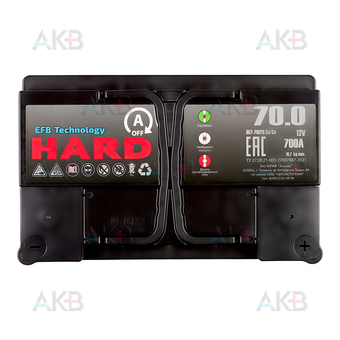 Автомобильный аккумулятор HARD EFB 70 Ач 700A о.п. (278x175x175) низк.. Фото 1