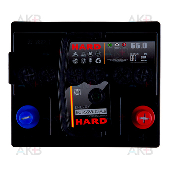 Автомобильный аккумулятор HARD 55 Ач 510A о.п. (207x175x190) ca/ca silver. Фото 1